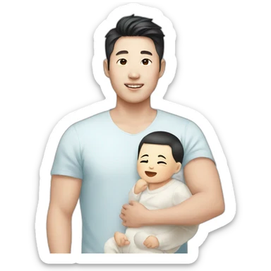 A Korean guy and a baby sticker