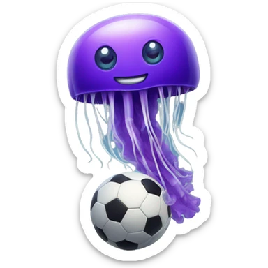 A purple jellyfish playing soccer  sticker