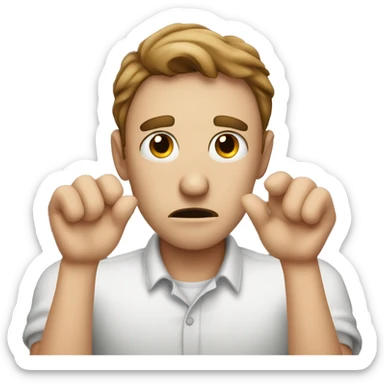 a person with weary eyes and darkspots in eyes very tired and stressed in his hand picture sticker