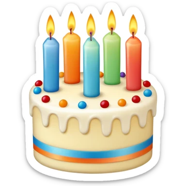 Birthday cake and candel with motion sticker