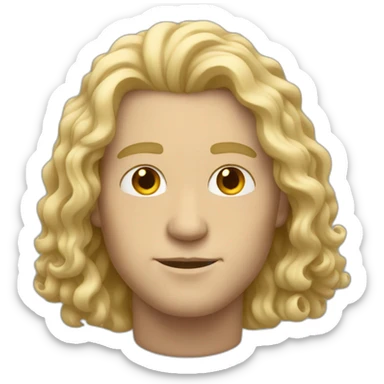 white man with light long curl hair sticker
