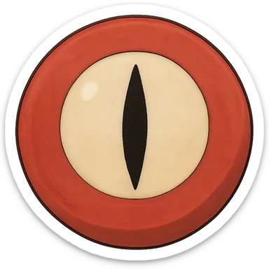 ghibli style red round eyeball with black sharp pupils sticker
