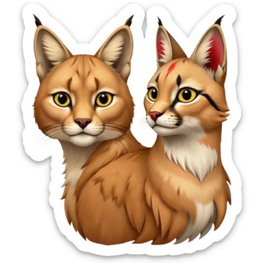 un Lynx Caracal Réaliste avec un Chardonnet (Oiseau) sur l'épaule sticker