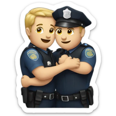two police men hugging sticker