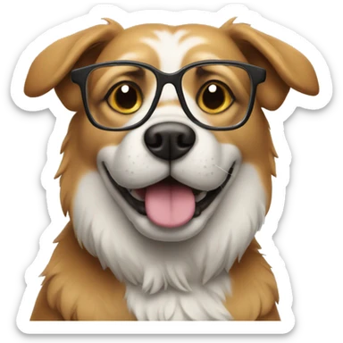 Dog wearing reading glasses sticker