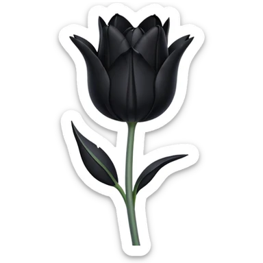 goth tulip with black petals, silver stem, gothic elegance sticker