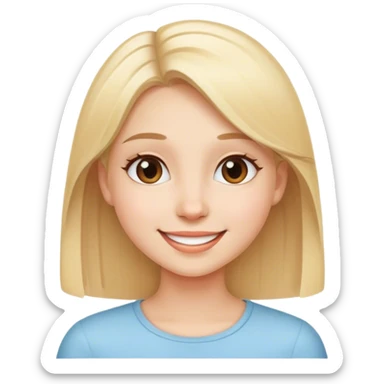 painter girl with straight blonde hair and, very cheerful  sticker