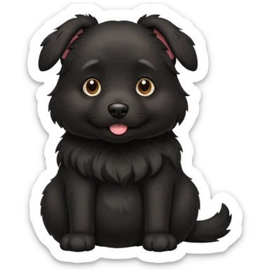 pregnant black dog holding its belly sticker