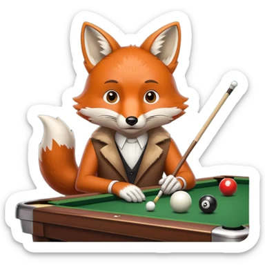 fox playing billiards sticker