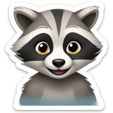 a cheerful raccoon sticker