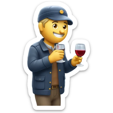 Drunk Postman drinking in snow  from wine decanter by mailbox  sticker