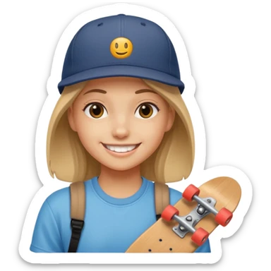 skateboarder girl mugshot with cap sticker