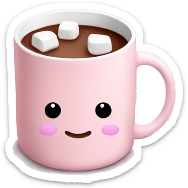 Light Pink mug of hot chocolate with marshmallows  sticker