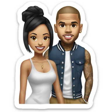 Hyper Realistic Chris Brown and realistic beautiful Karruche Tran  sticker