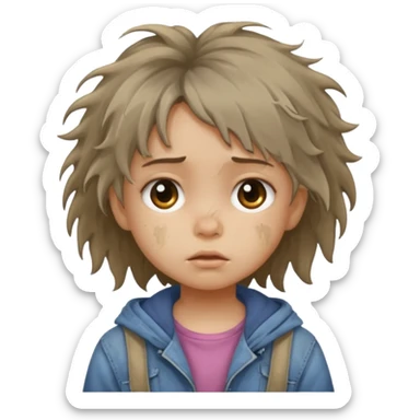 poor dirty begger little girl sticker