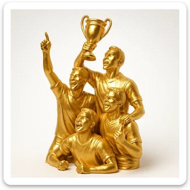 team celebrating with trophy sticker