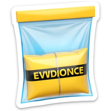3D render of Yellow Tape inside a clear plastic evidence bag, sterile lighting, forensic crime scene aesthetic, plastic reflection. sticker