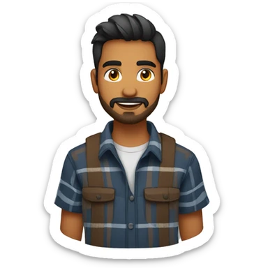 indian young guy with stubble beard in goatee wearing a flannel sticker