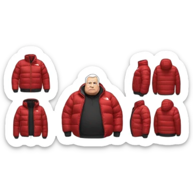 old white men a bit fat with black and red supreme north face jacket sticker
