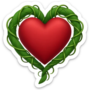 dark red heart with vines sticker