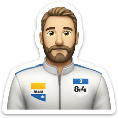 bold man with beard in racing sui sticker