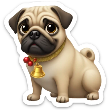 Jingle bells and pug sticker