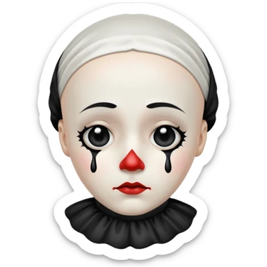 sad pierrot, black tear sticker