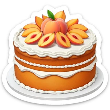 An aesthetic peach cake 🍑, with white decorations and peach pieces. sticker