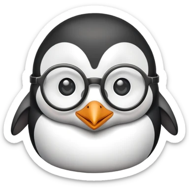 penguin head wearing round glasses, cute, smart looking sticker