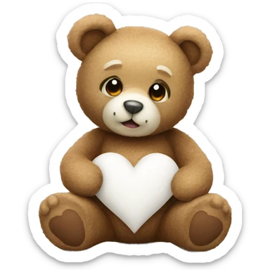 teddy bear with a white heart sticker