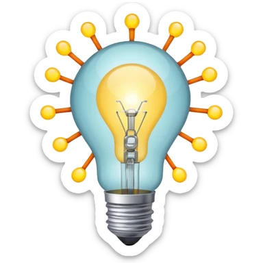 light bulb with small network nodes around sticker