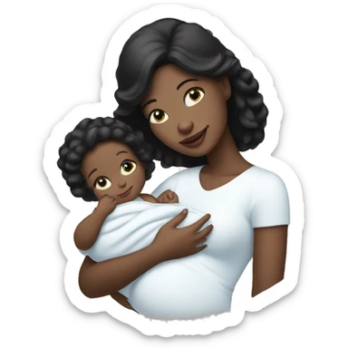 mom holding newborn baby girl with blue eyes white skin black hair and white skin newborn white girl sticker