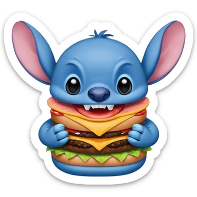 Stitch eating hamburger  sticker