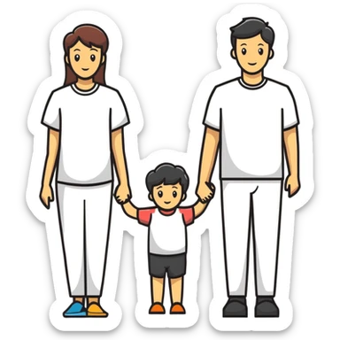 family portrait with one mother, one father, two boys and one girl sticker