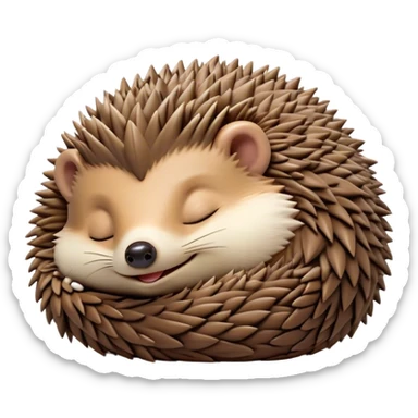 Meme-Worthy Cute Sleeping Hedgehog Portrait Emoji, Head resting peacefully with a contented smile, showcasing a delightfully compact build and a luxuriously soft brown Fur with tiny spines, eyes shut in a serene, restful nap, Simplified yet hilariously adorable features, highly detailed, glowing with a soft, drowsy light, high shine, relaxed and utterly lovable, stylized with an air of playful laziness, bright and heartwarming, soft glowing outline, capturing the essence of a comically sleepy hedgehog, so meme-worthy it feels like it could instantly become the next viral sensation of adorable slumber! sticker
