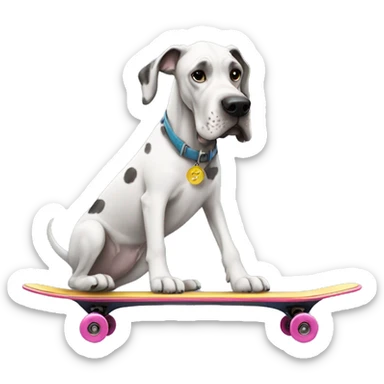 Great Dane riding a skateboard sticker