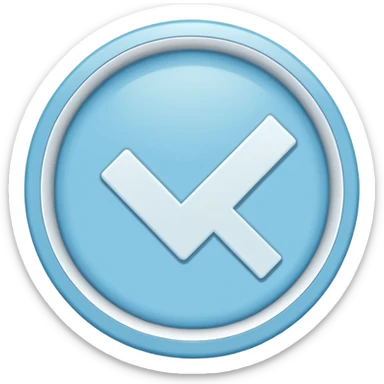 Simbolo de verificacion blanco adentro de un circulo celeste azul todo celeste sin lineas blancas a loa bordes solo un virculo azul celeste liso sticker