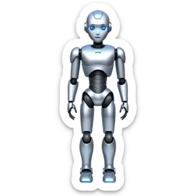 Robots Humanoid – Silver android with glowing eyes, human shape, full body sticker