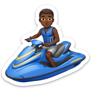 Dark male dark make on a blue jet ski no sunglasses sticker