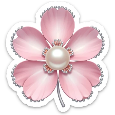 light pastel sakura flower with pearl beaded outline sticker