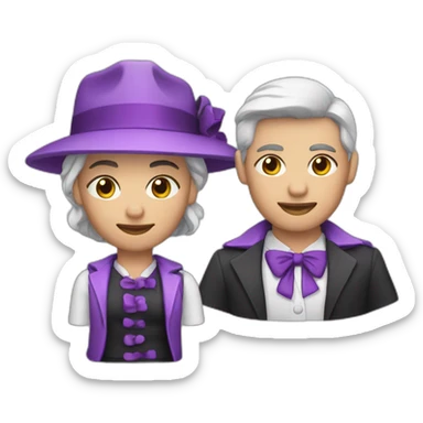 personaje profesional con tonalidades entre rosa y violeta y detalles en negro sticker