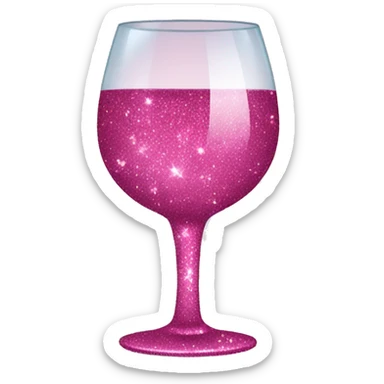 pink sparkly wine glass sticker