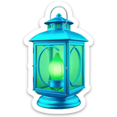 3D render of Lantern Fruit, bioluminescent deep sea style, glowing neon blue and green lights, dark background to contrast the glow, translucent organic textures. sticker