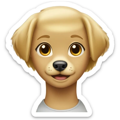 Short haired blond Girl and golden retriever  sticker