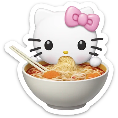 Hello kitty eating ramen  sticker