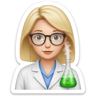 a white woman scientist wearing glasses sticker