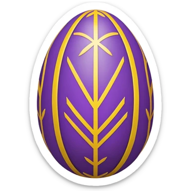 decor egg, symmetry pattern, purple and yellow sticker