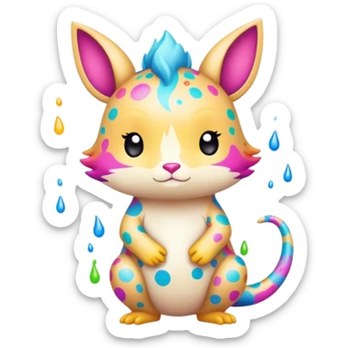 an edgy cute kawaii vernid-fionbri with colorful splash patterns full body sticker