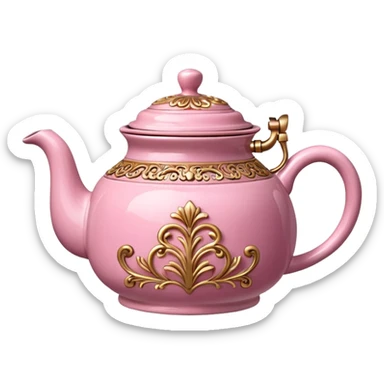 Pink steaming tea pot sticker