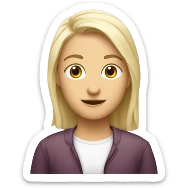 Девушка белая блондинка с волнистыми волосами держит в руке чашку чая sticker